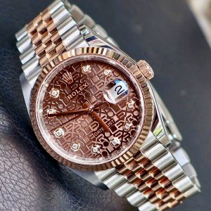 Rolex Datejust 126231 Vi Tính Nâu Diamonds, Demi Vàng hồng đúc 18k, Size 36mm, Like new fullbox date 2020