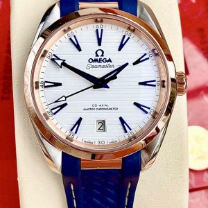 OMEGA Seamaster Aqua Terra 8890 Blue, Ref: 220.22.38.20.02.001, Demi Vàng hồng đúc 18k, Size 38mm, Like new fullbox date cao (BHTC)
