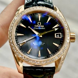 OMEGA Aqua Terra 8501 Black Diamonds, Ref: 231.58.39.21.51.001, Vàng hồng đúc 18k nguyên khối, Niềng Kim Cương thiên nhiên zin hãng, Size 38.5mm, Like new fullbox