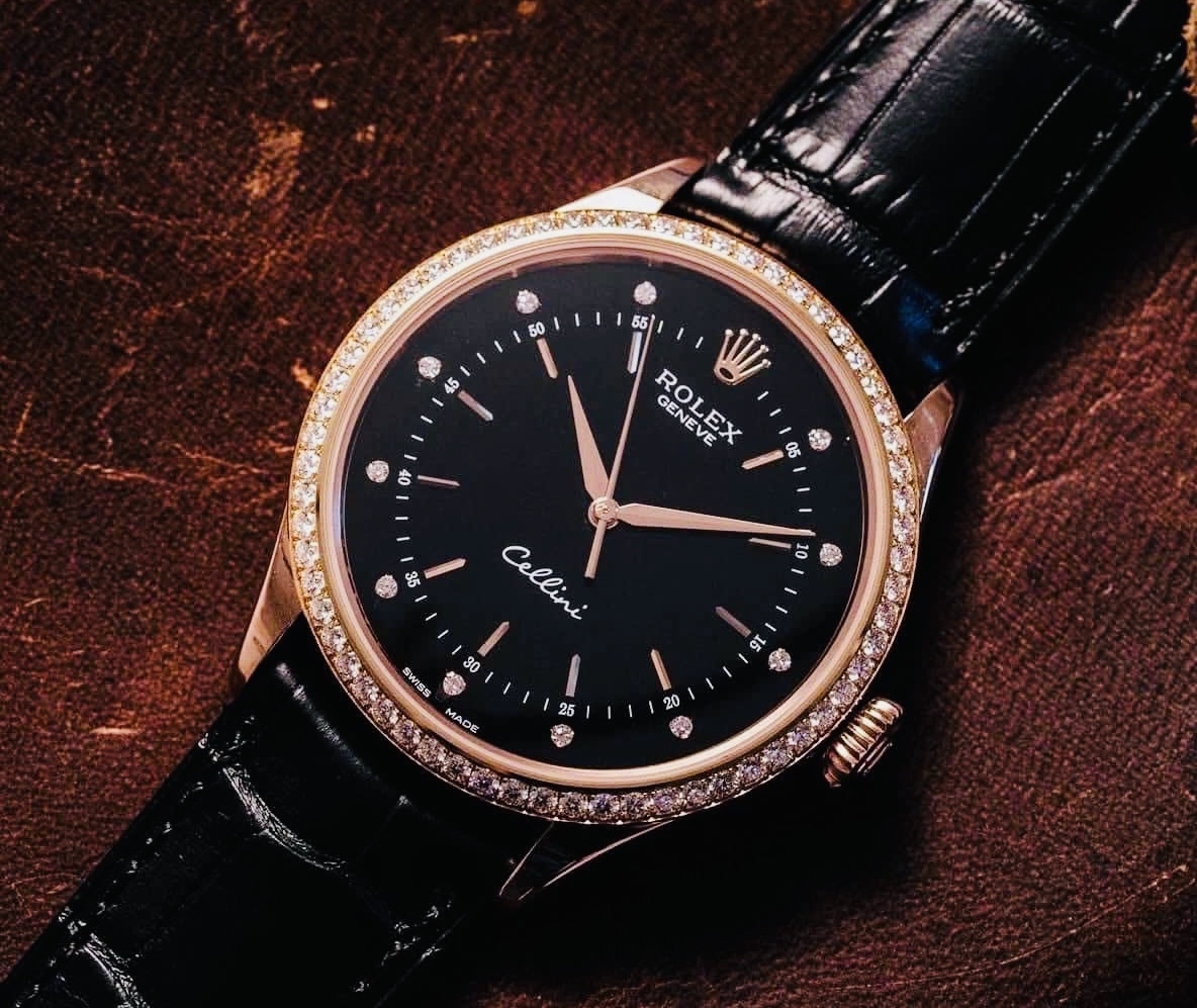 Rolex Cellini Time 50605 RBR Diamonds Original, Vàng hồng đúc 18k nguyên khối, Niềng Kim Cương Thiên nhiên zin hãng, Size 39mm, Like new fullbox