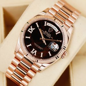 Rolex Day Date 128235 Thạch Anh Tím Diamonds Roman, Vàng hồng đúc 18k nguyên khối, Size 36mm, Like new fullbox date cao 2024