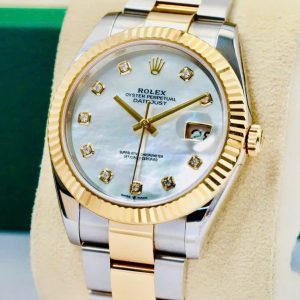 Rolex Datejust 126303 MOP (khảm trai) trắng Diamonds Gold 18k, Mark 2, Up niềng khía, Size 41mm, Like new fullbox date 2021
