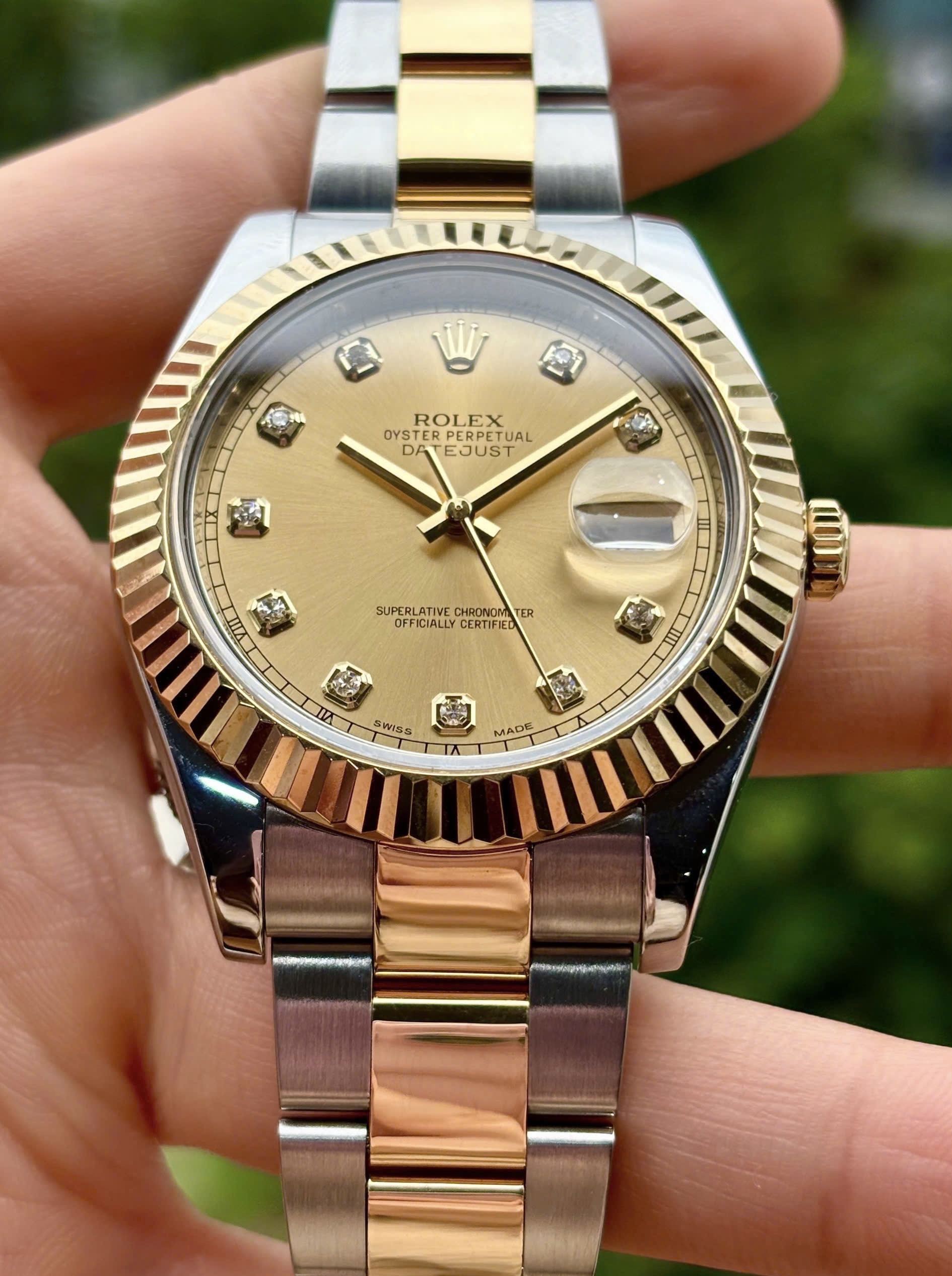 Rolex Datejust 116333 Daimonds Champagne, Demi Vàng đúc 18k, Size 41mm, Like new fullbox