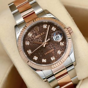 Rolex Datejust 126231 Vi Tính Nâu Diamonds, Demi Vàng hồng đúc 18k, Size 36mm, Lướt đẹp Only Watch
