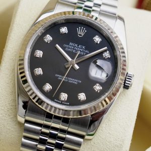 Rolex Datejust 116234 Black Diamonds, Niềng vàng trắng đúc 18k nguyên khối, Size 36mm, Like new fullbox