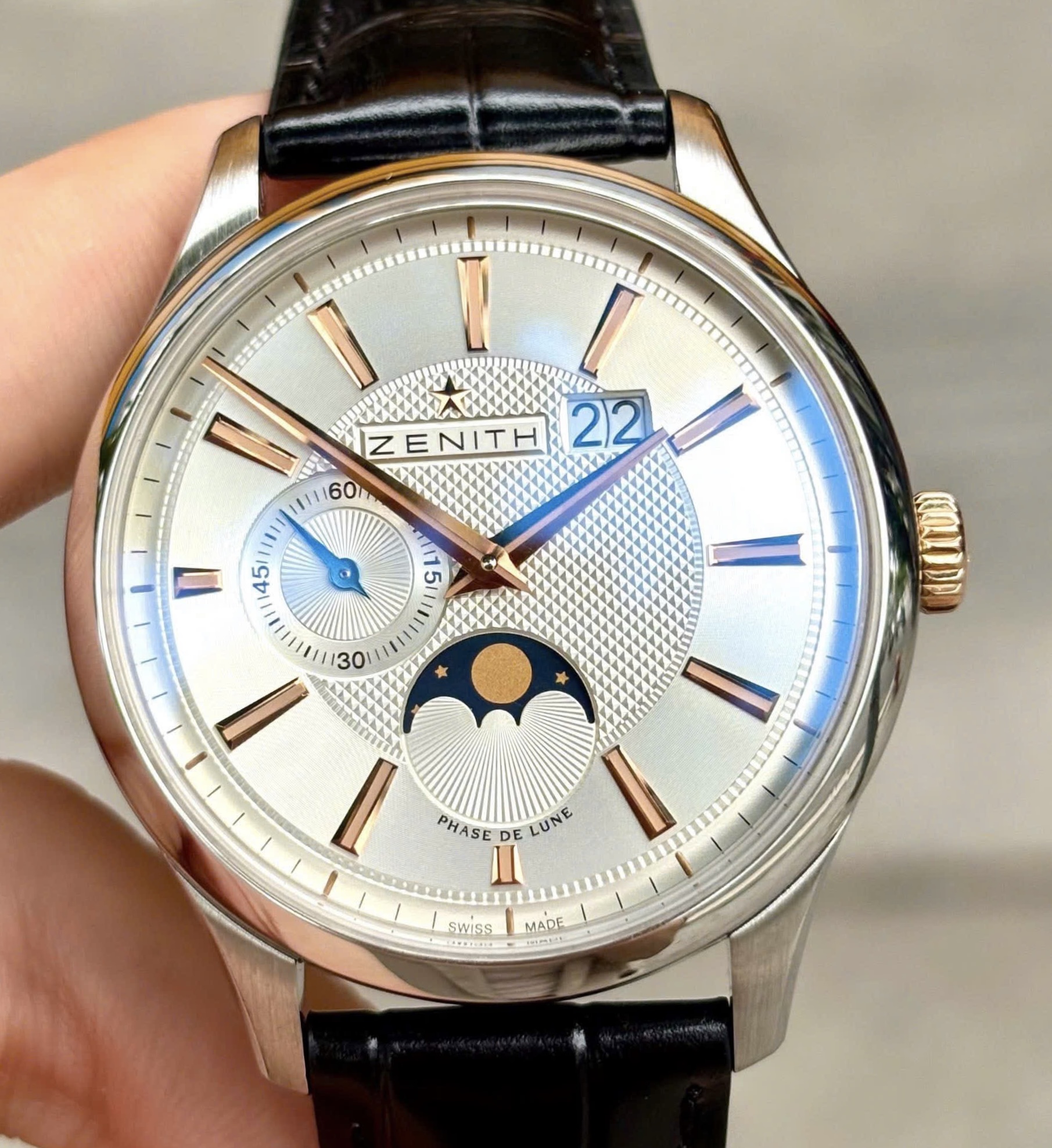 Zenith Captain Moonphase Limited Edite 30/188 PCS, Ref: 03.2142.691/02.C498, Kim cọc núm vàng 18k, Size 40mm, Like new fullbox