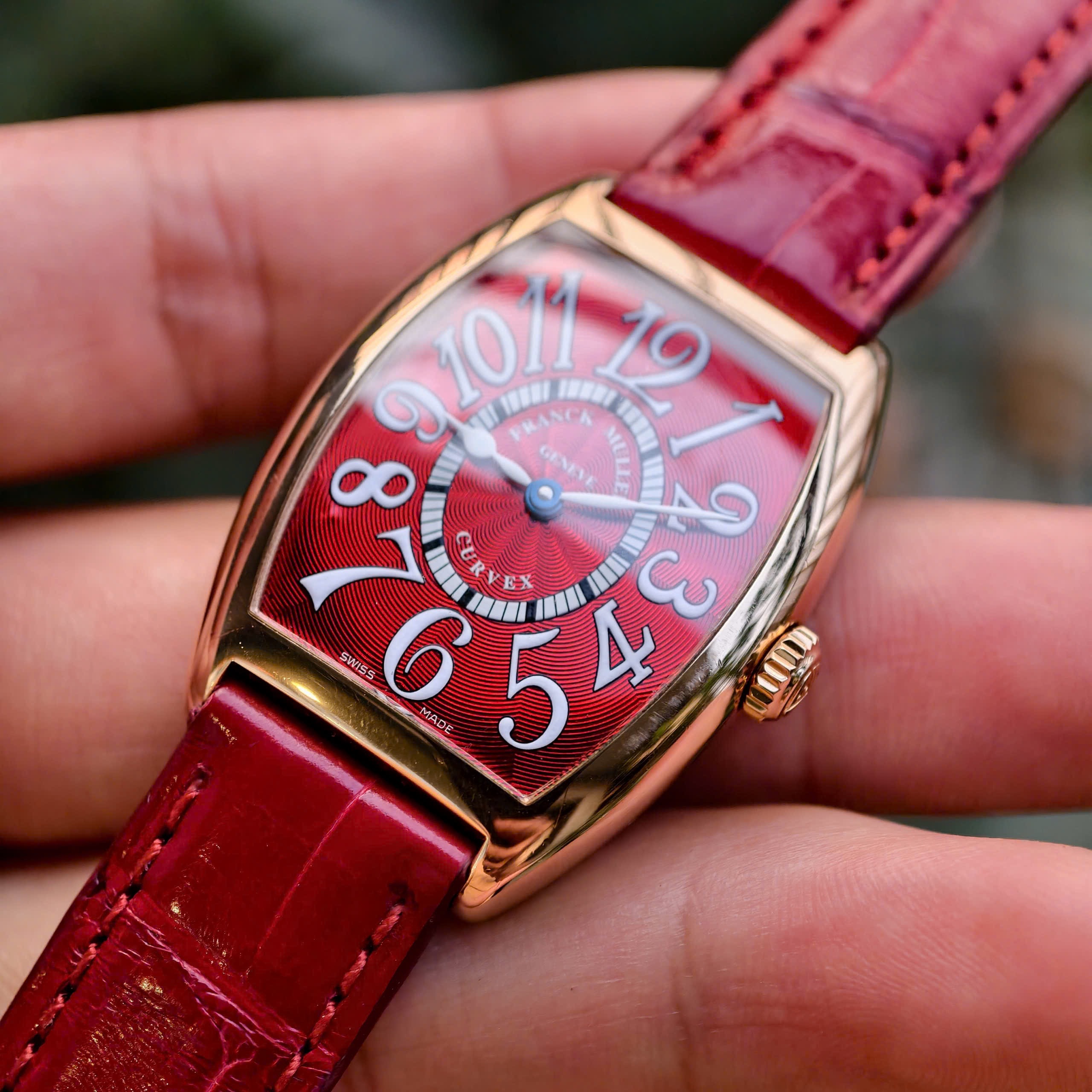 Franck Muller Nữ_ Curvex Quartz // 7502 QZ RED CARPET 5N, Vàng hồng đúc 18k nguyên khối, Size~32mm, Like new fullbox