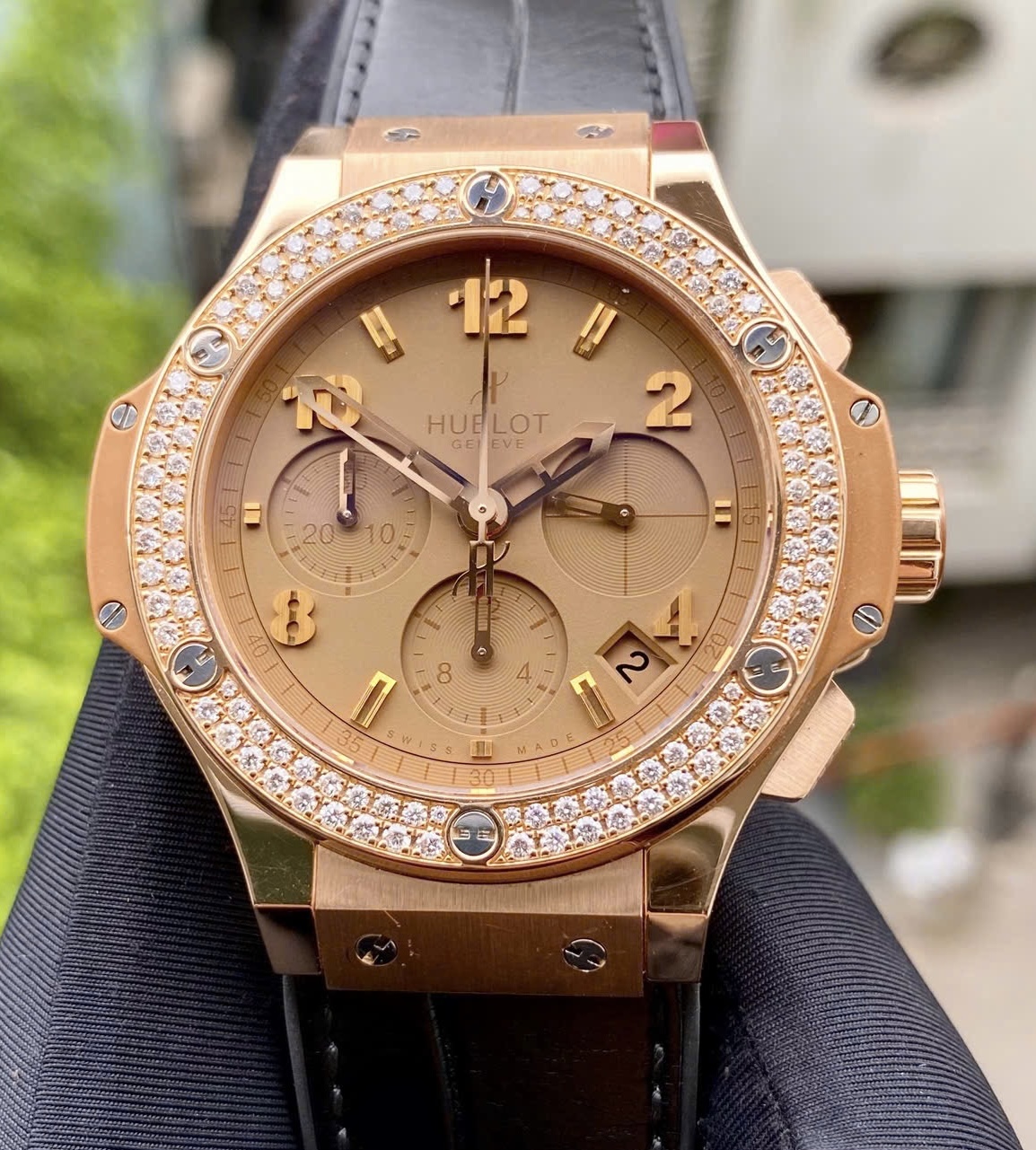 Hublot Big Bang Chronograp Diamonds King Gold 341.PA.5390.LR.1104, Vàng hồng đúc 18k nguyên khối, Size 41mm, Like new fullbox