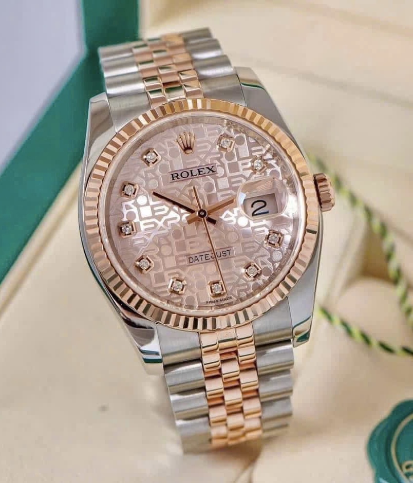 Rolex Datejust 116231 Vi Tính Hồng Diamonds, Demi Vàng hồng đúc 18k, Size 36mm, Like new fullbox date khá cao 2016