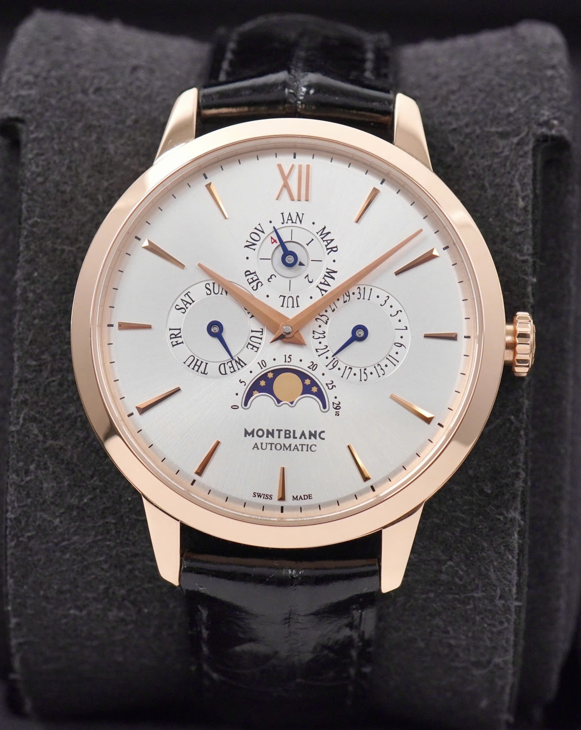 Montblanc Heritage Spirit Moonpahse Perpetual Calendar 110714, Lịch Vạn Niên 100 năm chỉnh lịch 1 lần, Vàng hồng đúc 18k nguyên khối, Size 40mm, Like new fullbox