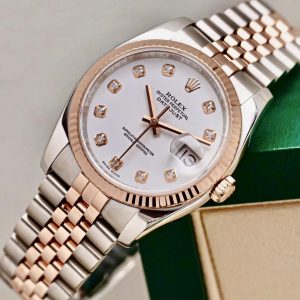 Rolex Datejust 116231 Men trắng Diamonds, Demi Vàng  đúc 18k, Size 36mm, Seri Random, Lướt đẹp Only