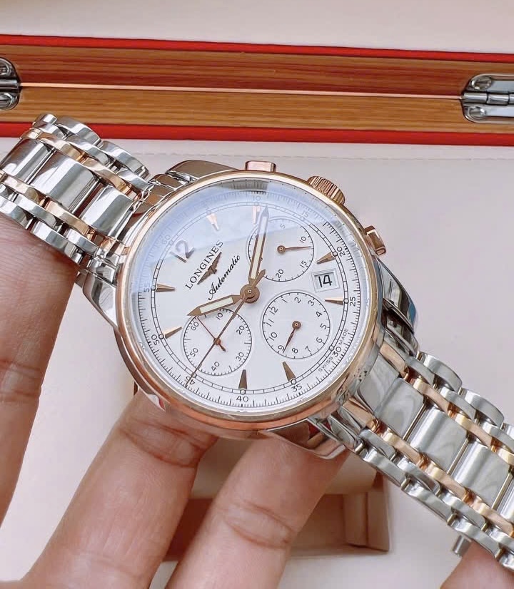 Longines Saint Imier Chronograph L2.752.5.72.7, Demi Vàng hồng 18k, Size 41mm, Like new fullbox