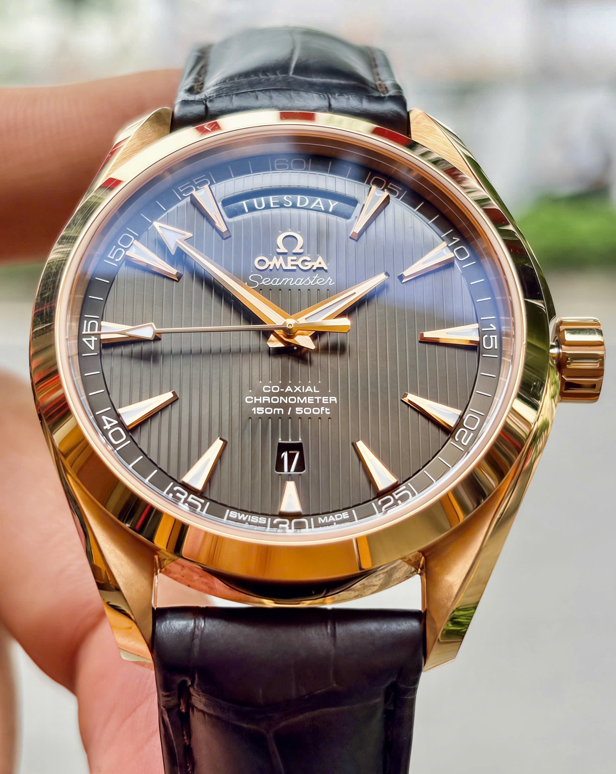 OMEGA Seamaster Aqua Terra 8612 Day-Date Chocolate, Ref: 231.53.42.22.06.001, Vàng hồng đúc 18k nguyên khối, Size 41.5mm, Like new fullbox