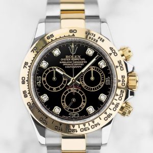 Rolex Daytona 116503 Black Diamonnds, Demi Gold 18k, Size 40mm, Like new fullbox date 2019
