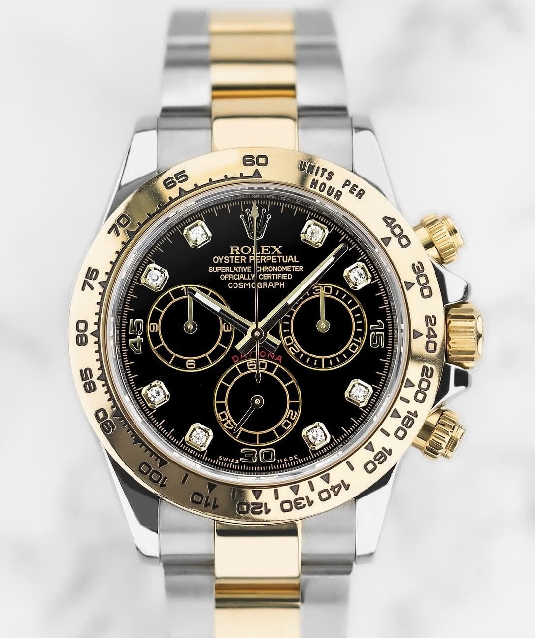 Rolex Daytona 116503 Black Diamonnds, Demi Gold 18k, Size 40mm, Like new fullbox date 2019