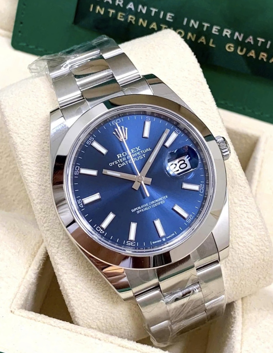 Rolex Datejust 126300 Black + Blue Index dạ quang, Size 41mm, New fullbox 2026 (BHTC 2031)