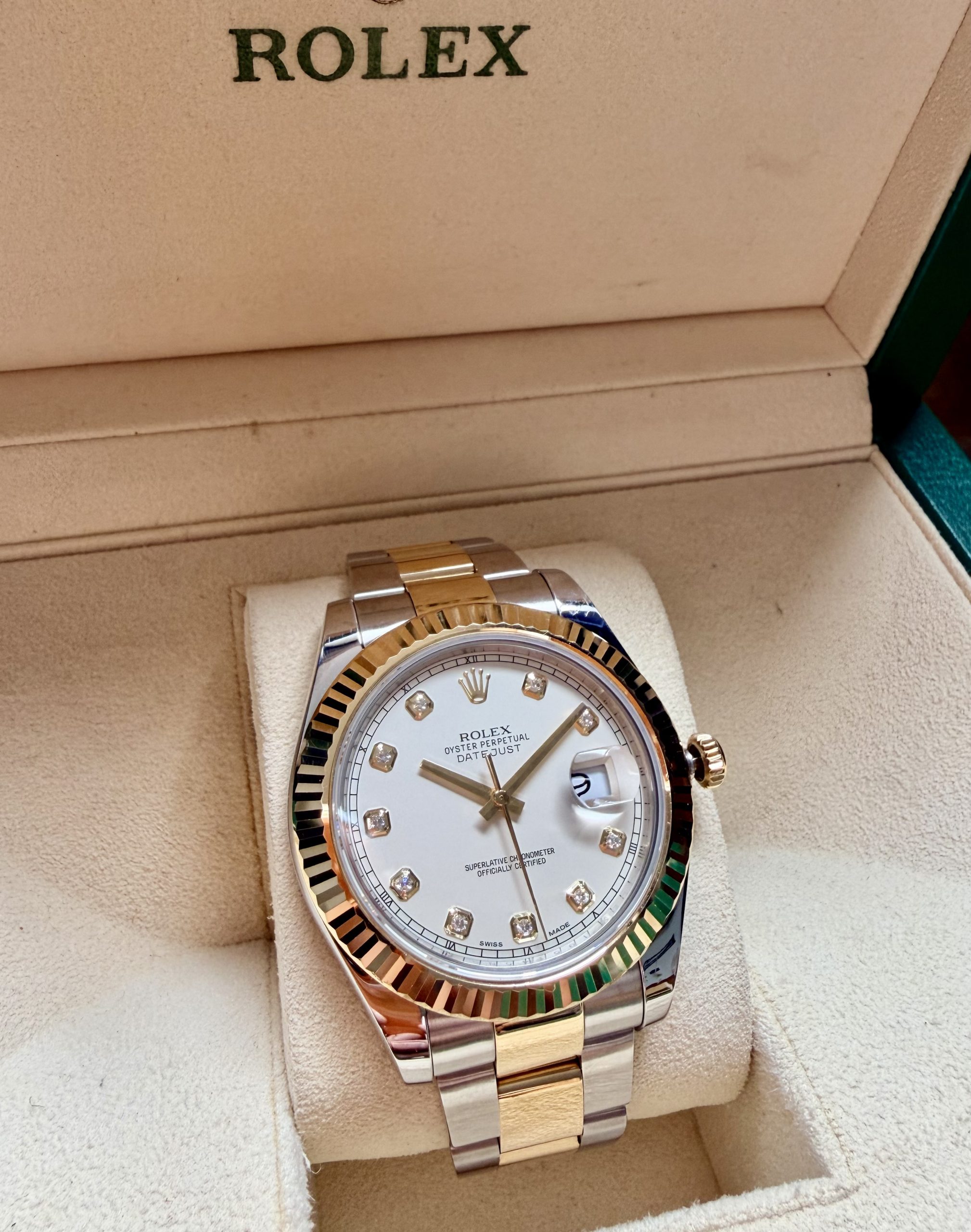 Rolex Datejust 116333 Silver Diamonds, Demi Vàng đúc 18k, Size 41mm, Like new fullbox