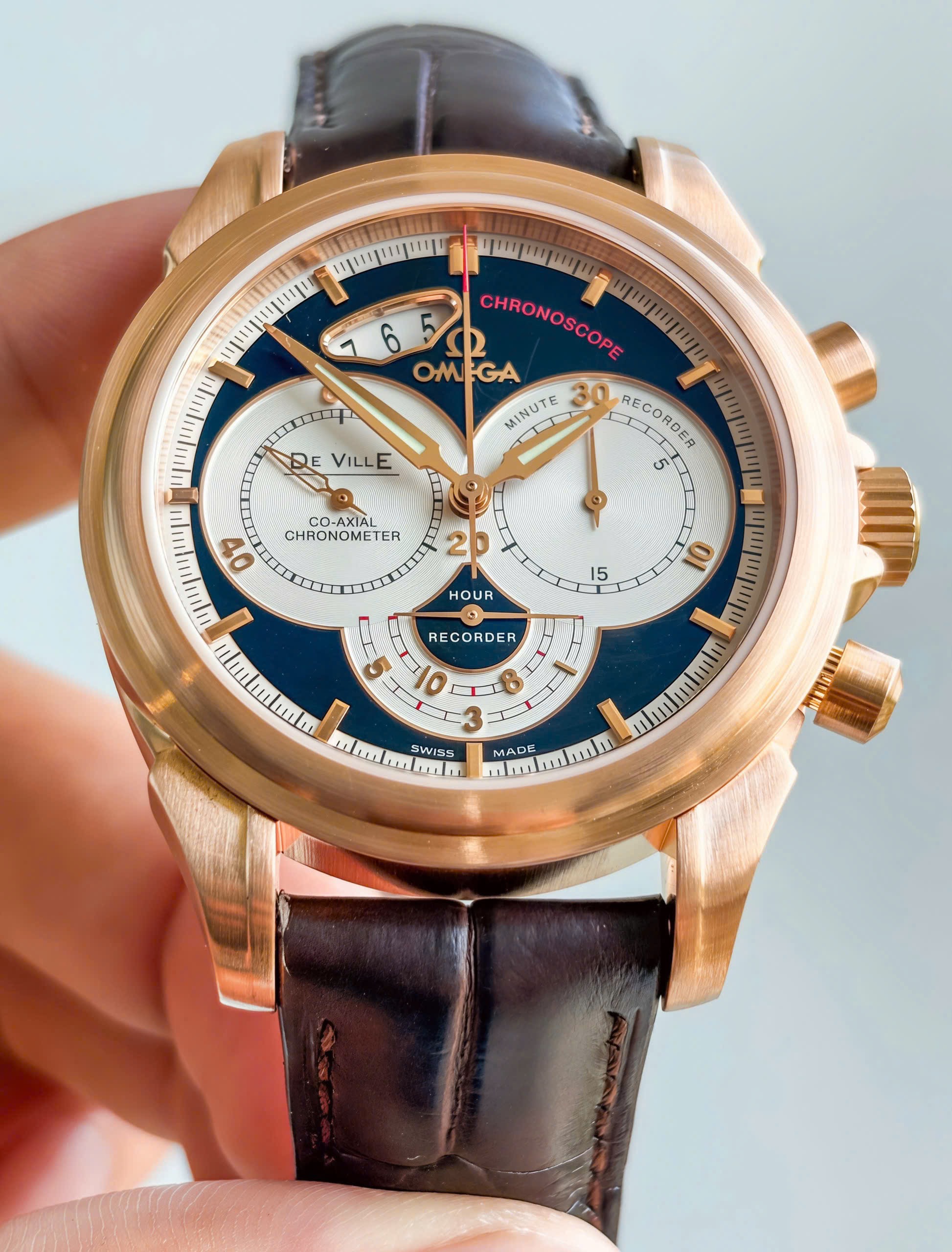 OMEGA Deville Co-Axial 3313 Chronoscope, Ref: 4656.50.31, Vàng hồng đúc 18k nguyên khối, Khoá đôi, Size 41mm, Like new fullbox
