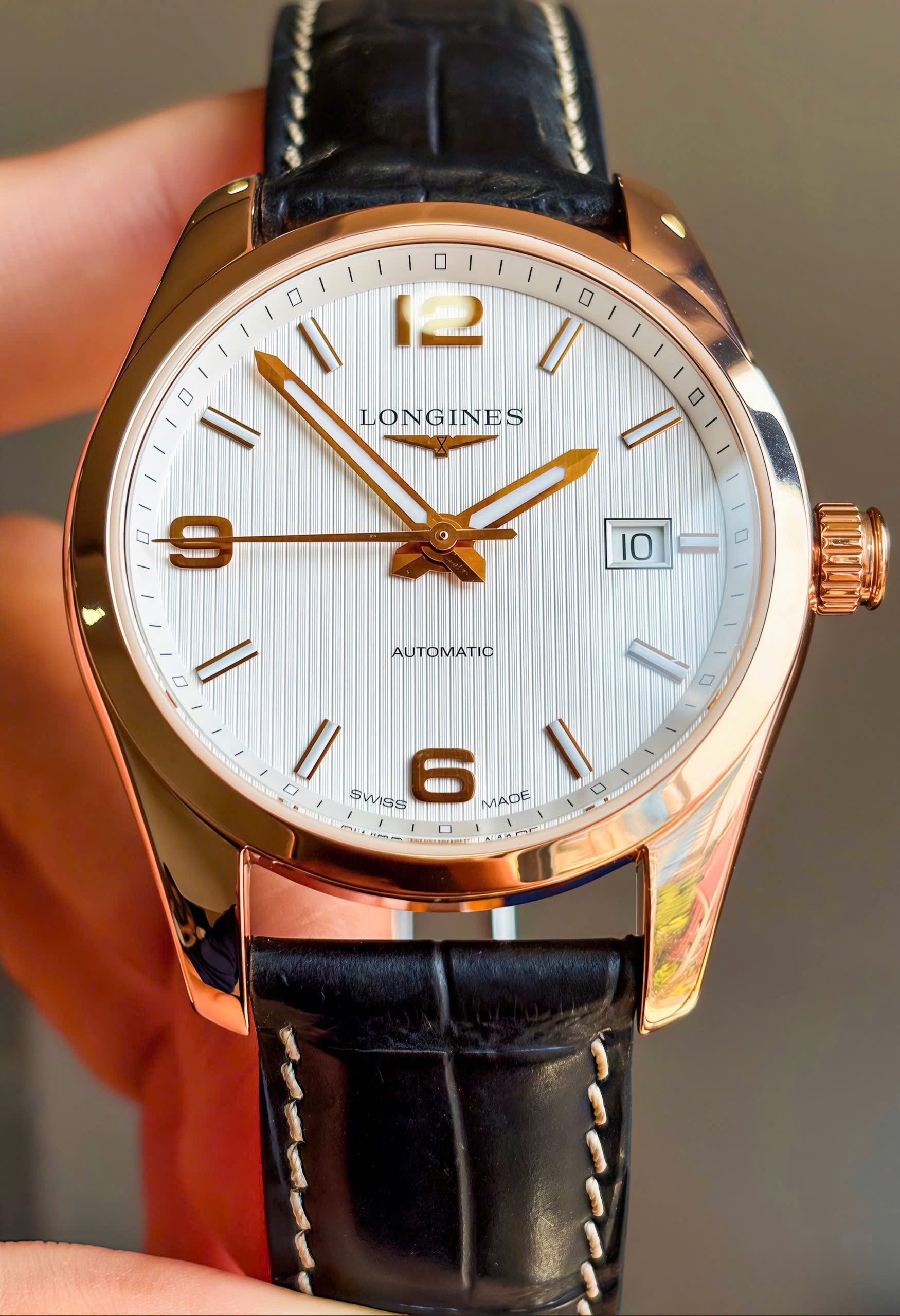 Longines Conquest Classic L2.785.8.76.3 Solid Rose Gold 18k, Vàng hồng đúc 18k nguyên khối, Size 40mm, Like new fullbox