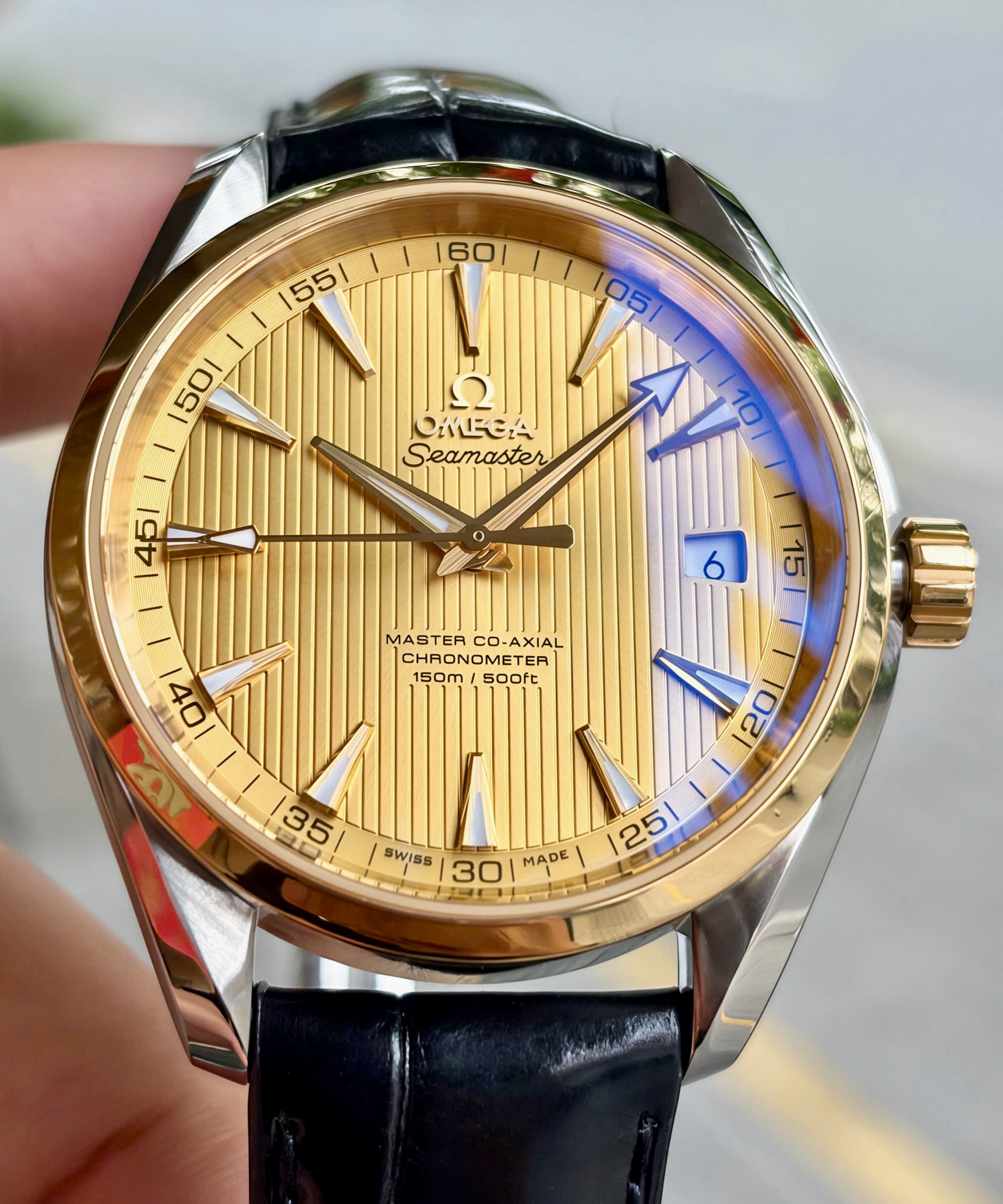 OMEGA Aqua Terra Master 8500 Si14 Champagne Index, Ref: 231.20.42.21.08.001, Demi Vàng đúc 18k, Size 41.5mm, Like new fullbox