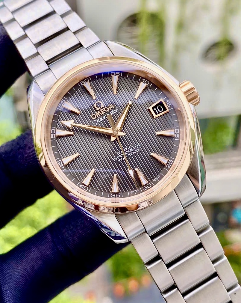 OMEGA Seamaster Aqua Terra 8500 Chocolate, Ref: 231.20.39.21.06.003, Demi Vàng hồng đúc 18k, Size 39mm, Like new fullbox
