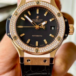Hublot Big Bang Black King Gold 18k Diamonds Automatic, Ref: 365.PX.1180.LR.1104, Vàng đúc 18k nguyên khối, Niềng Kim Cương Thiên Nhiên Zin hãng, Size 38mm, Like new fullbox