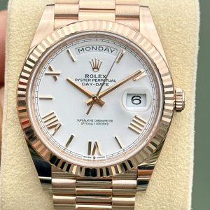 Rolex Day Date 228235 White Roman, Vàng hồng đúc 18k nguyên khối, Size 40mm, Like new fullbox date cao 2025
