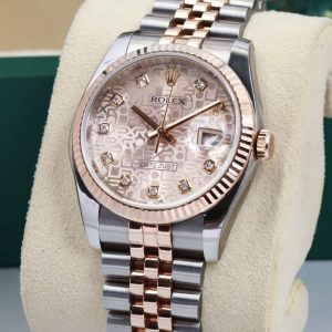 Rolex 116231 Vi tính hồng Diamonds, Demi Vàng hồng đúc 18k, Size 36mm, Like new fullbox