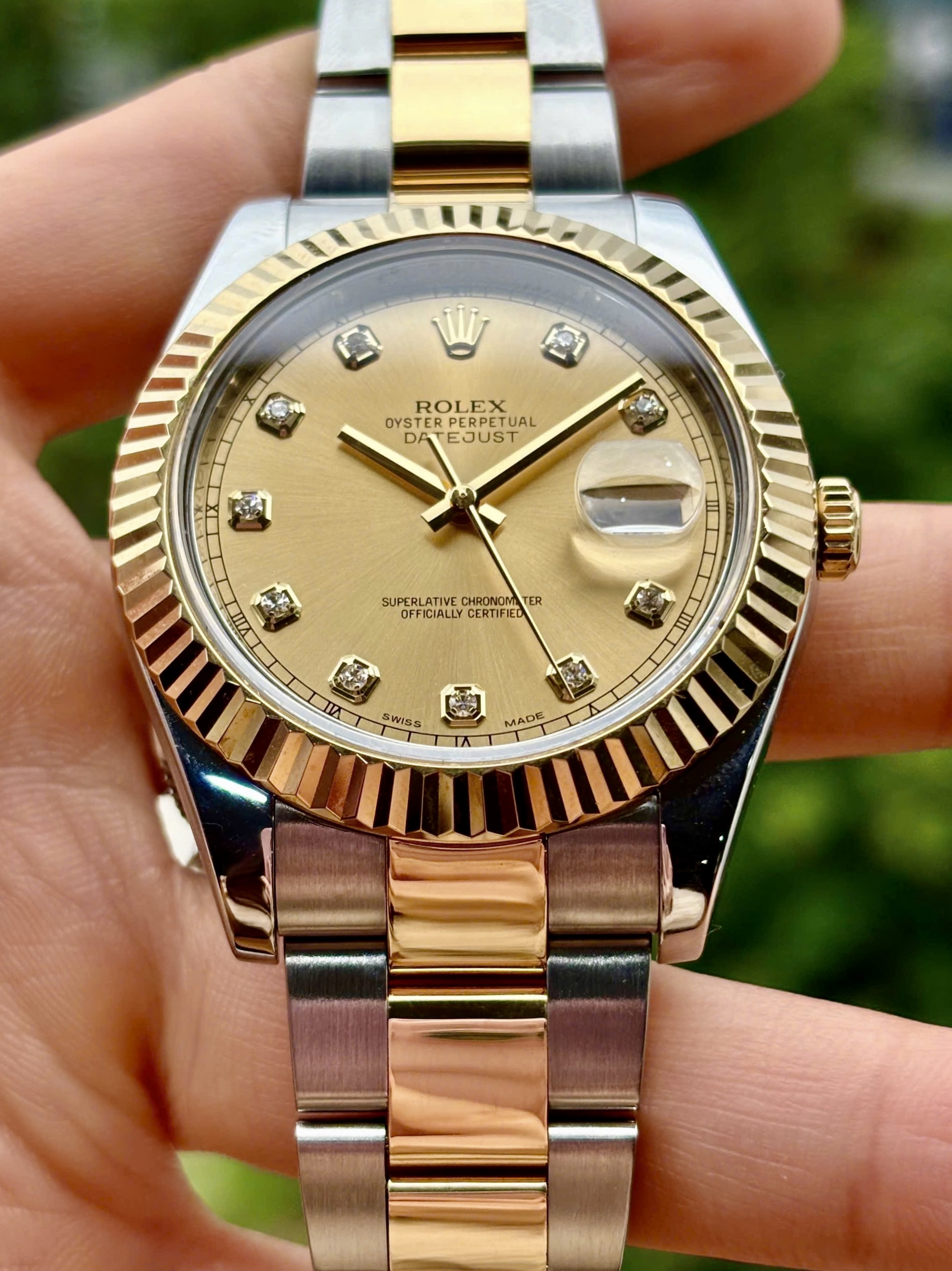 Rolex Datejust 116333 Champagne Diamonds, Demi Vàng đúc 18k, Size 41mm, Like new fullbox 2015