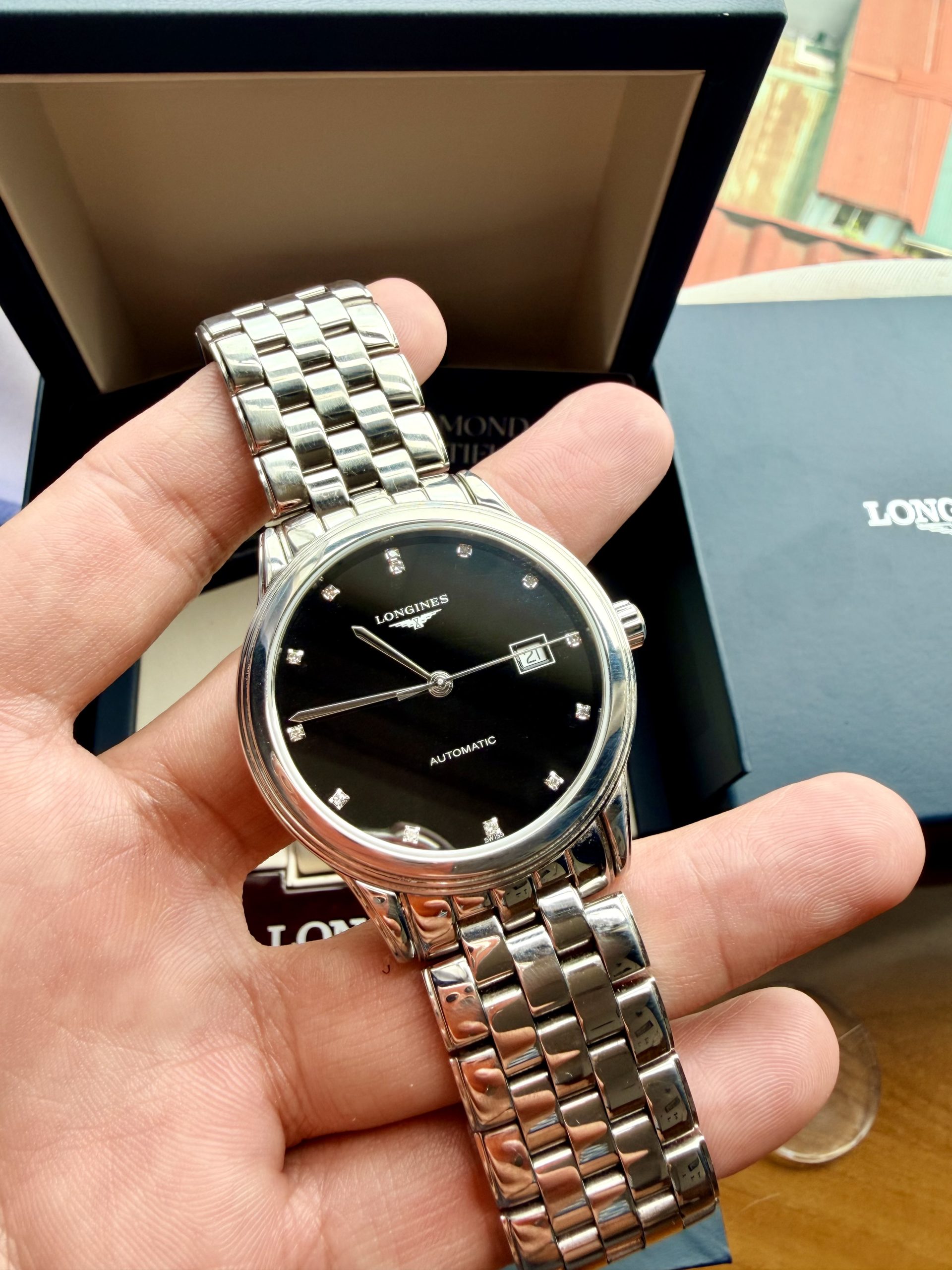 Longines Flagship Diamonds Black, Size 40mm (siêu hiếm), Siêu lướt như mới fullset date 2026, Máy đời mới L888