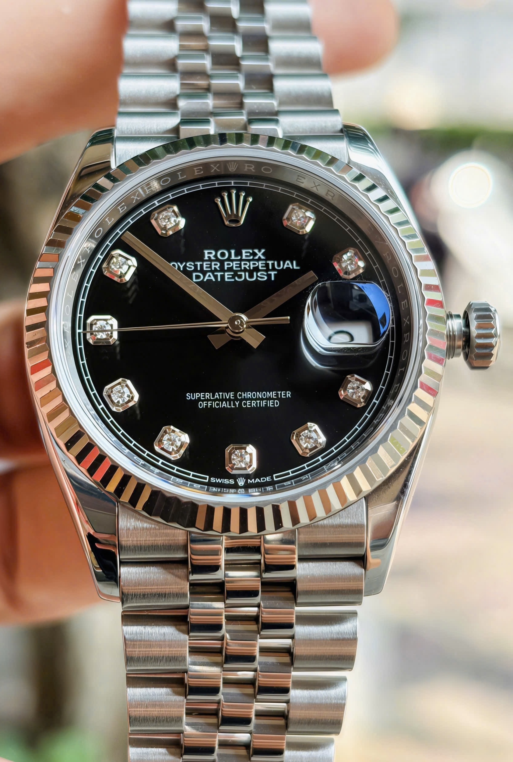 Rolex Datejust 126234 Diamonds Black, Size 36mm, Like new fullbox date khá 2021