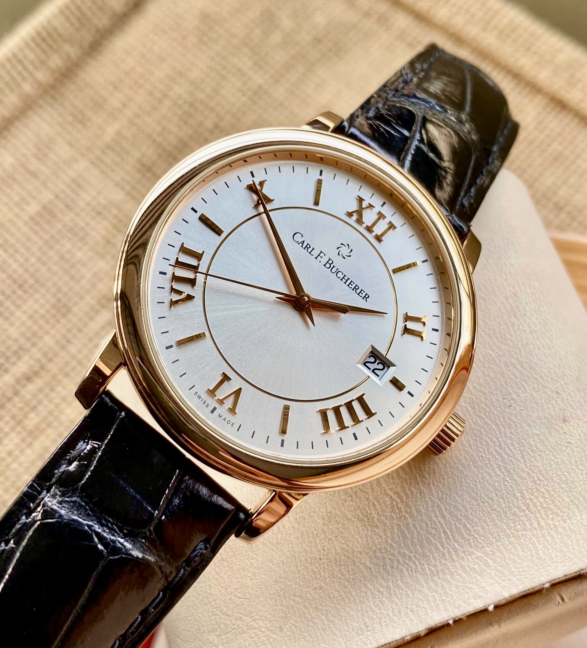 Carl F. Bucherer Adamavi Roman, Vàng hồng đúc 18k nguyên khối, Size 39mm, Like new fullbox