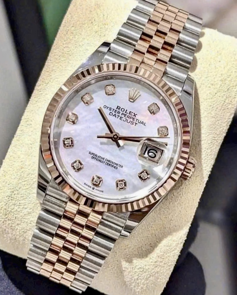 Rolex Datejust 126231 MOP Diamonds (Khảm trai Kim Cương, Demi Vàng hồng đúc 18k, Size 36mm, Like new fullbox