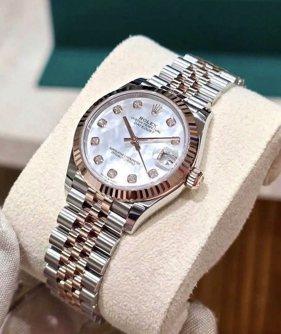 Rolex Nữ_ Datejust 278271 MOP Diamonds (Khảm trai trắng Kim cương), Demi Vàng hồng đúc 18k, Size 31mm, Like new fullbox