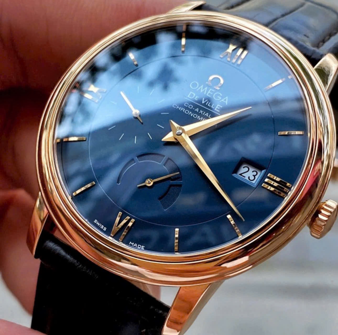 OMEGA DeVille Prestige Blue Co-Axial 2627, Ref: 424.53.40.21.03.002, Vàng hồng đúc 18k nguyên khối, Size 39.5mm, Like new fullbox