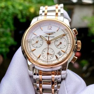 Longines Saint Imier Chronograph L2.753.5.72.7, Demi Vàng hồng 18k, Size 39mm, Like new fullbox