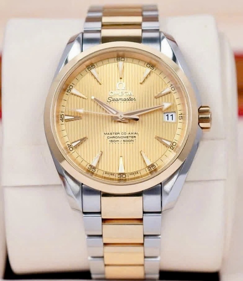 OMEGA Aqua Terra Master 8500 Champagne Index, Ref: 231.20.39.21.08.001, Demi Vàng đúc 18k, Size 38.5mm, Like new fullbox date cao